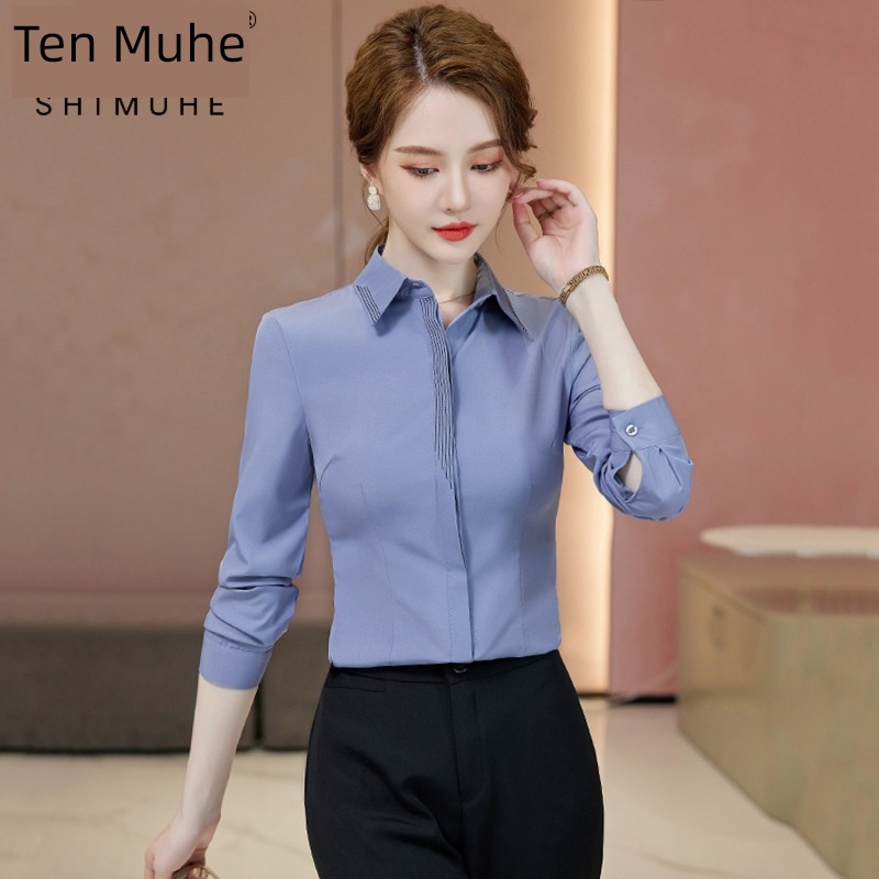 Long sleeve Autumn and winter temperament hotel manager white shirt