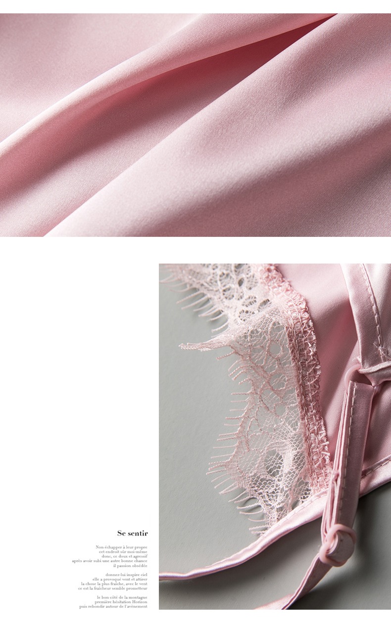 Satin Inner lap V-collar sexy Lay a foundation summer real silk