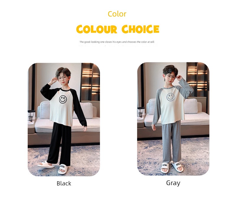 Modal Children's Pajamas for Boys, Spring and Autumn Long-Sleeve Loungewear, Thin Style, Trendy Big Boys' Summer Air-Conditioning Clothing — 5