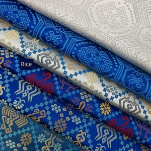 Jacquard Brocade Fabric with Dragon and Bird Motifs, Brocade Pattern, Lace, and Ribbon from the Zhuang Ethnic Group in G