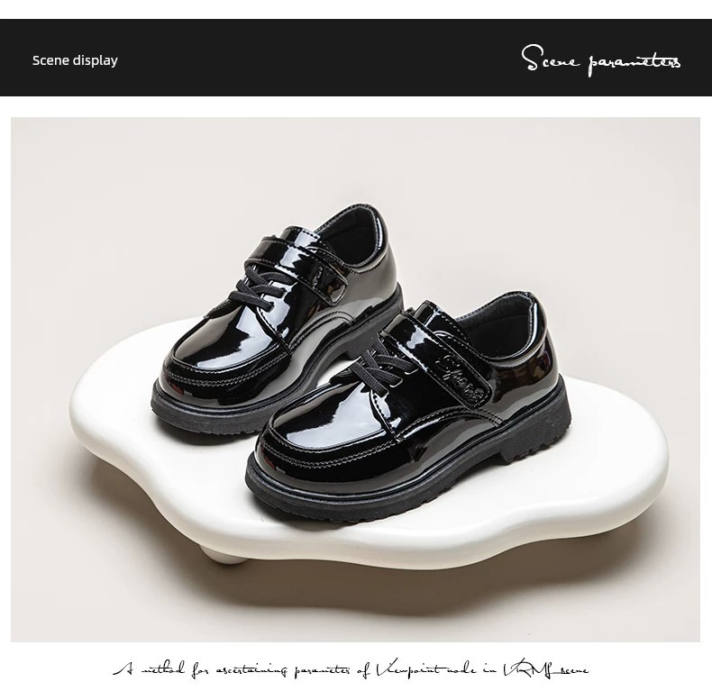 Boys' Black Leather Performance Shoes, Children's 2026 New Model, Comfortable Host-Style Shoes for Boys, Stylish and Comfortable for Long Standing — 12