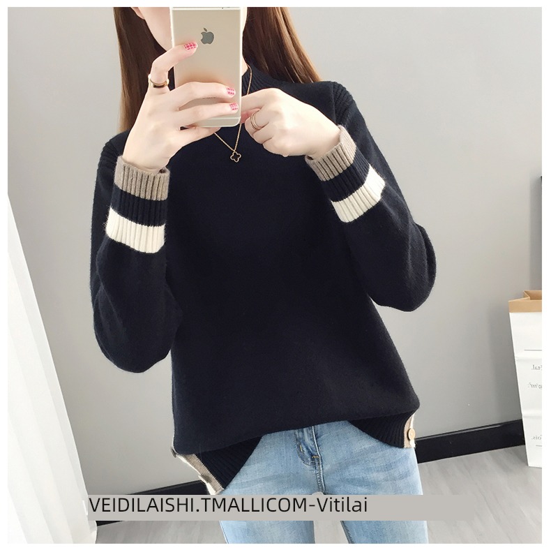Half high collar easy Plush thickening knitting ma'am sweater