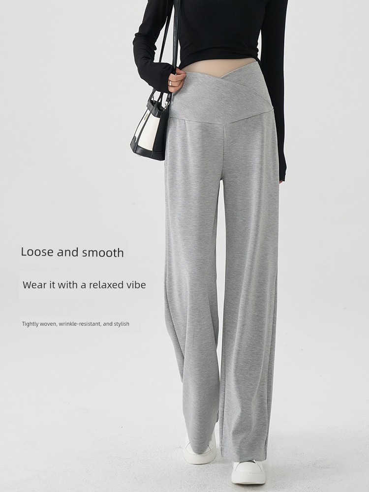 Maternity Pants for Summer, Thin Style, New Model, Long Pants, Low Waist, White, Non-Tight on the Belly, Casual Wide-Leg Pants, Summer Wear — 2
