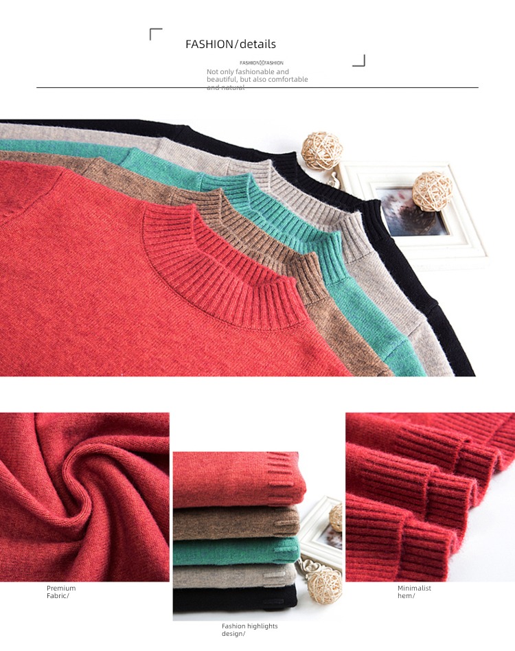 Half high collar Plush thickening easy knitting ma'am sweater