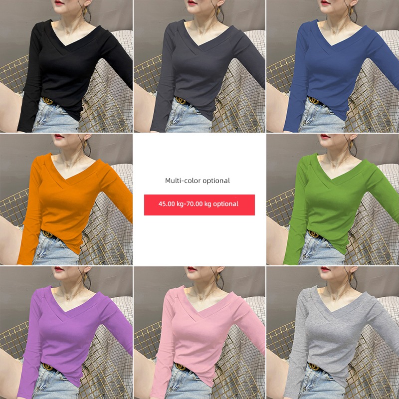V Lingchun Autumn and winter Foreign style Long sleeve T-shirt backless Undershirt