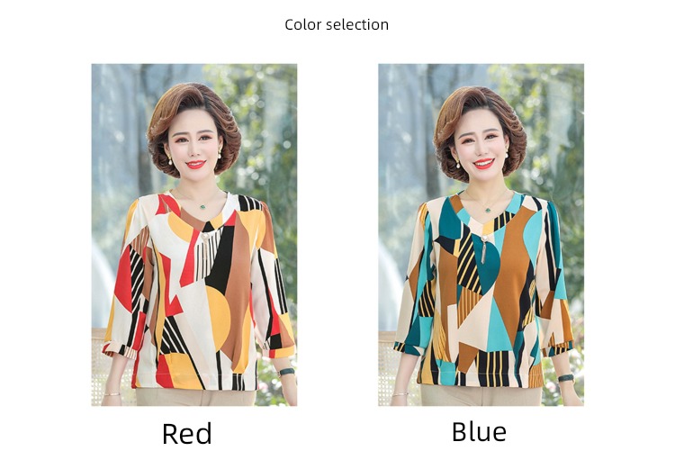 Chiffon T-shirt 2022 paragraph Foreign style Middle aged and elderly Women's wear