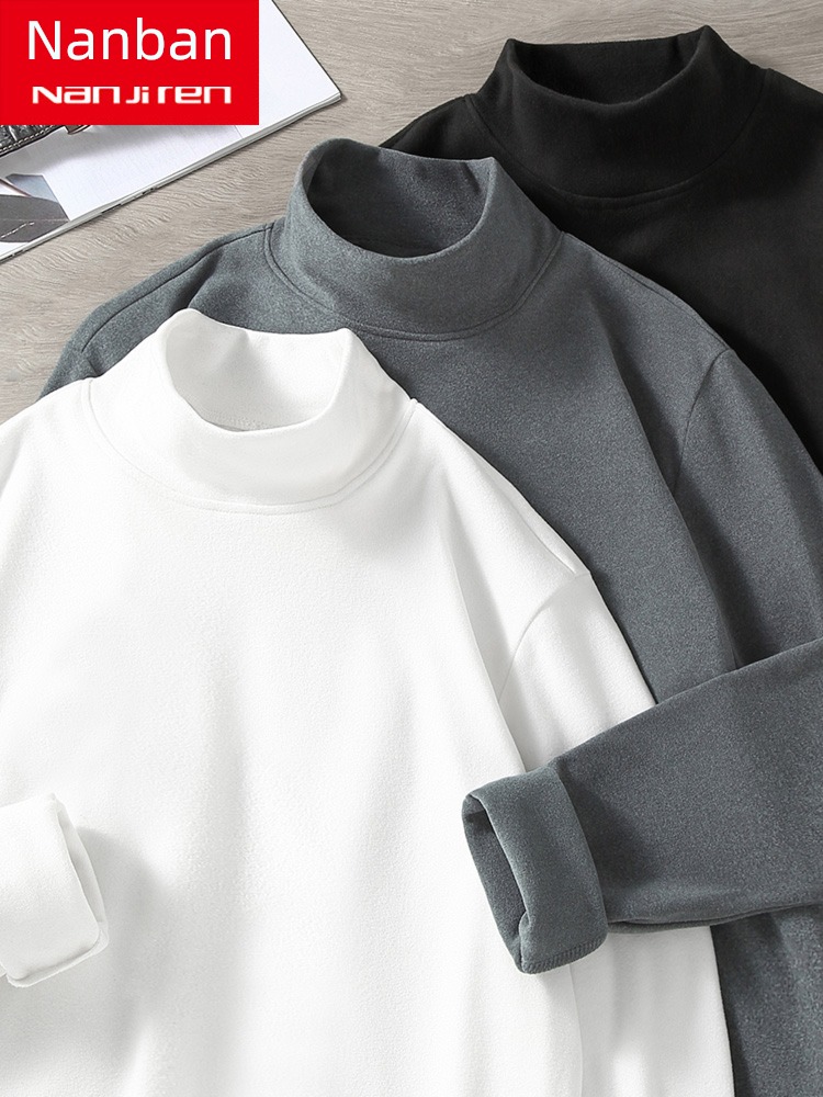 Half high collar Big size Long sleeve Plush keep warm Undershirt