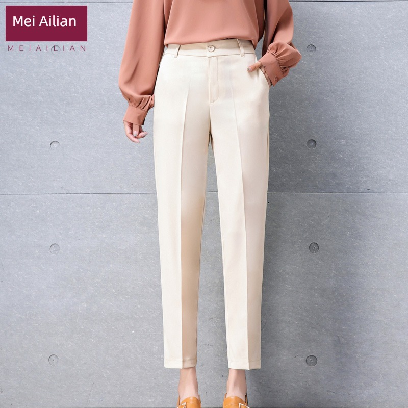Spring and summer High waist Straight cylinder occupation black leisure time Suit pants