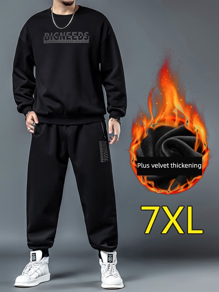 300 Jin Big size winter Plush thickening Sports suit