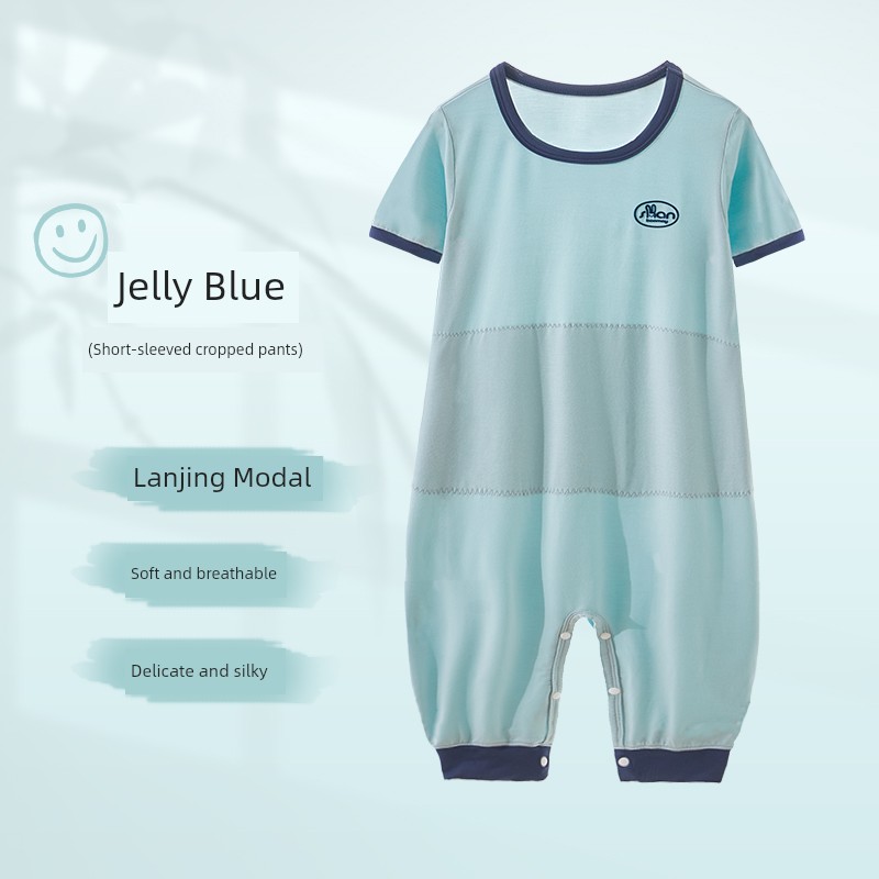 Spring, Summer, Autumn Double Layer Bellyband Boys and Girls One-Piece Pajamas — 1