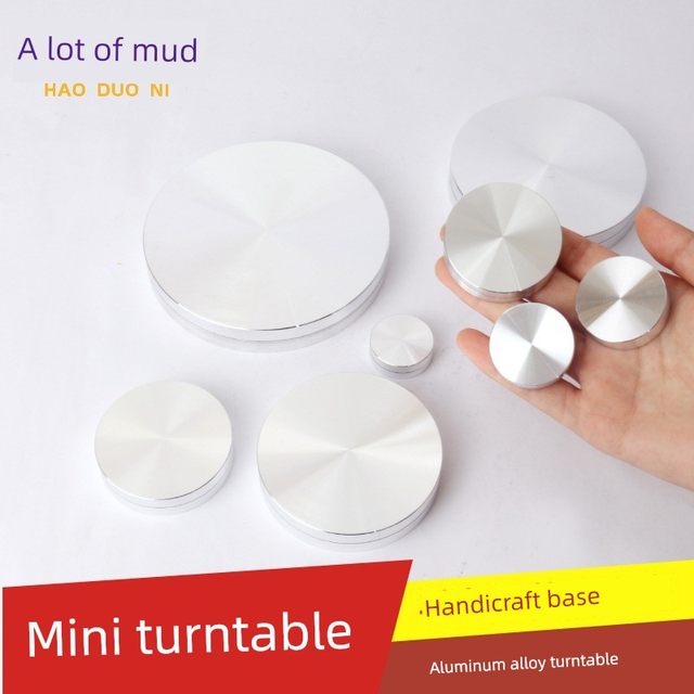 Miniature aluminum alloy turntable figure base ceramic sculpture turntable model mini turntable handicraft display stand