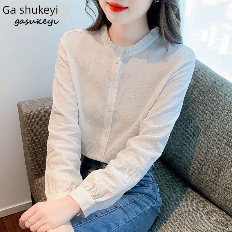 Age reduction fashion jacquard weave shirt Cotton Long sleeve Early autumn clothes