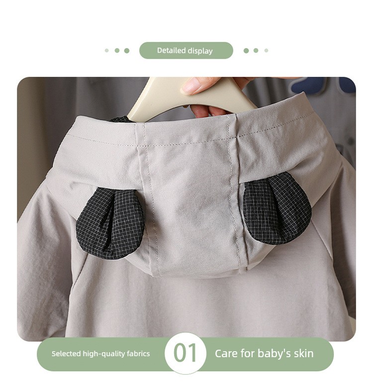 Windproof Outdoor Clothing for Babies, Early Autumn One-Piece Suit, Super Cute Cartoon Baby Spring and Autumn Crawling Suit, Hooded Jacket — 12