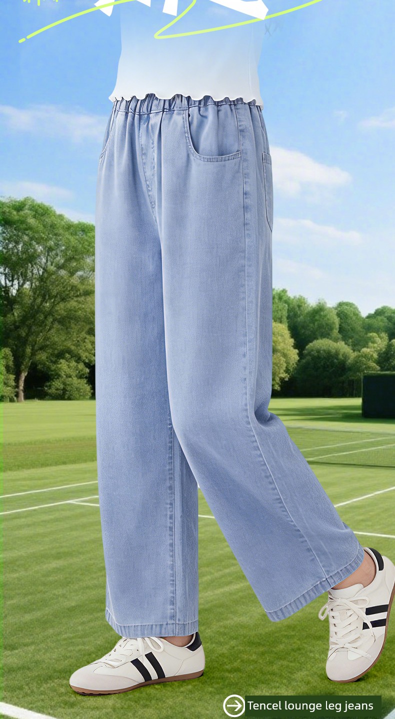 Babudou Girls' Pants Summer 2026 New Style Girls' Thin Jeans Children's Tencel Wide-Leg Pants Summer Girls — 4