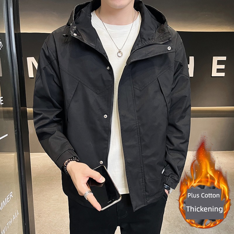 American style pizex loose coat Men's style winter thickening city boy Cotton cotton-padded clothes Chaopai Hooded Tooling air Jacket