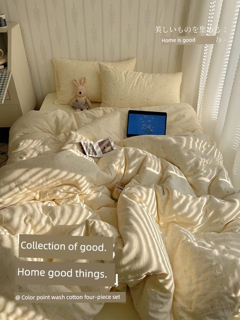 Four-piece bed set 2025 new spring and summer wash quilt cover bed sheet dormitory three-piece set non-soft cotton pure cotton bedding