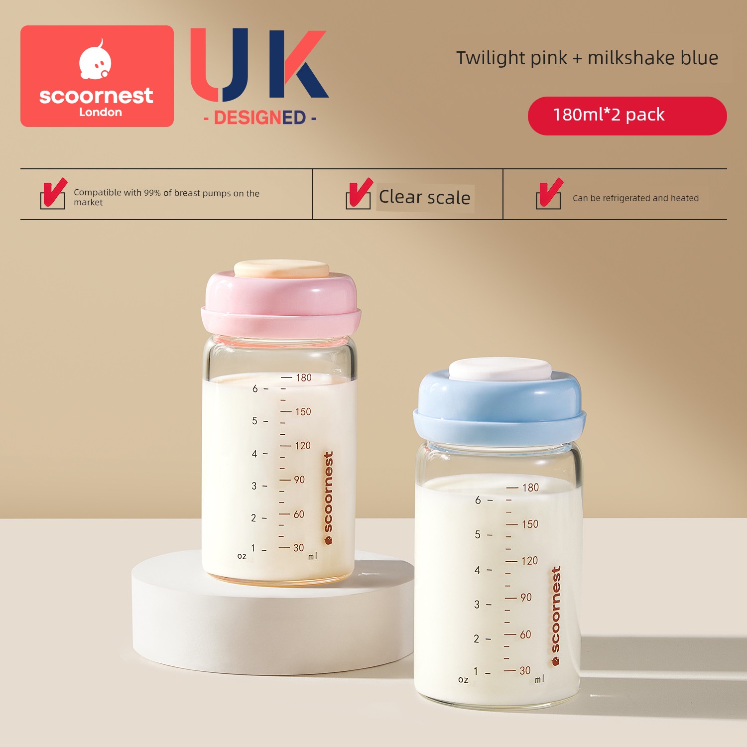 Kechao Glass Milk Storage Bottle for Refrigerator, Can Be Heated, Can Be Connected to a Breast Pump, Breast Milk Storage Container, Sealed and Fresh-Keeping — 3