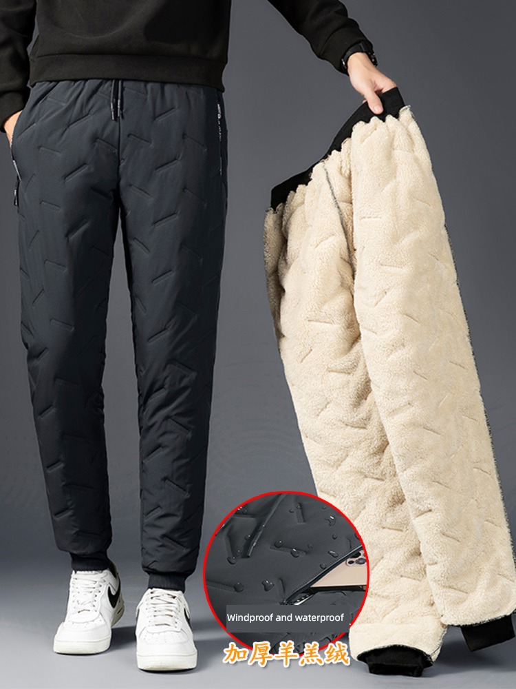 keep warm Plush thickening waterproof leisure time motion trousers