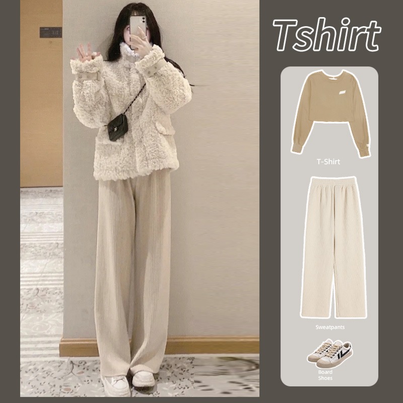 chenille  thickening spring and autumn leisure time corduroy Wide leg pants