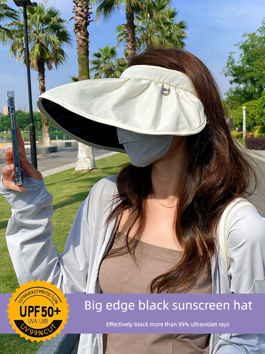 OVANCY Black gum female Big edge summer shell Sunscreen cap