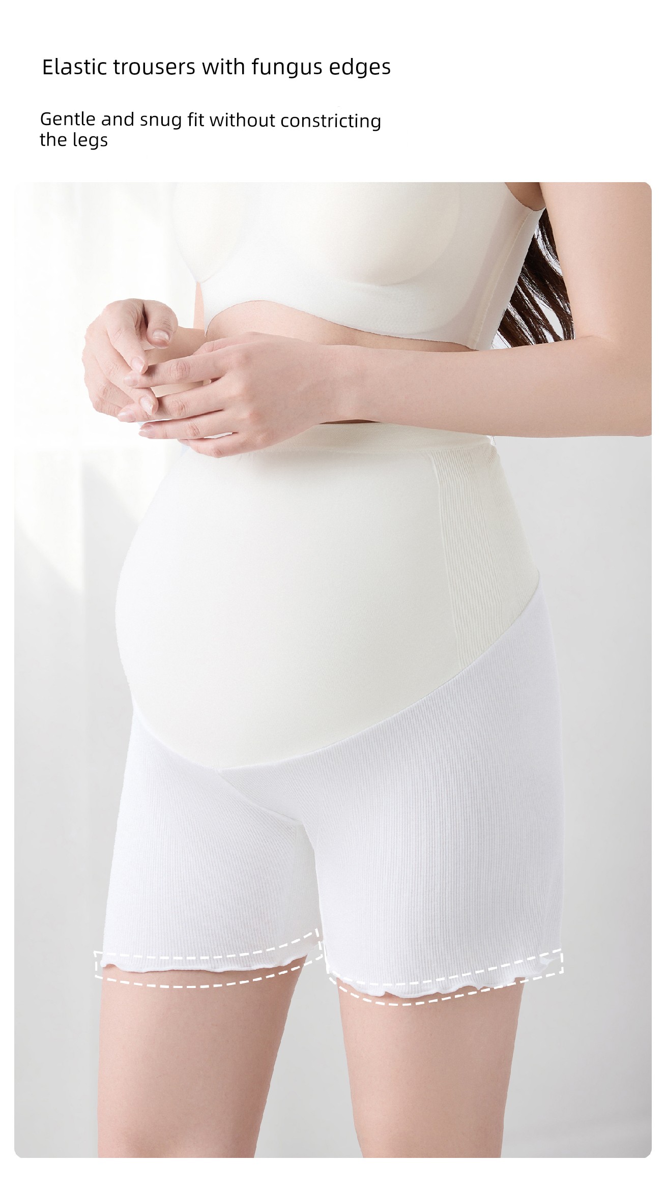 Yeehoo Maternity Safety Shorts Summer Thin Leggings 26 New High-Waisted Belly Support Seamless Anti-Exposure Three-Quarter Leggings — 12