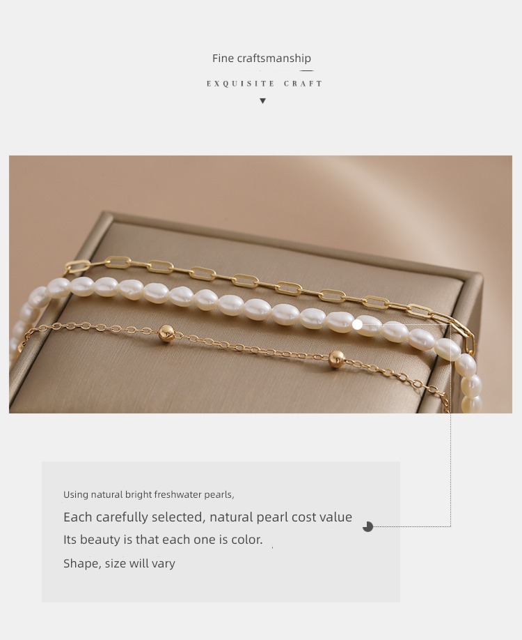 Necklace female double-deck Overlapping wear tassels natural freshwater Pearl