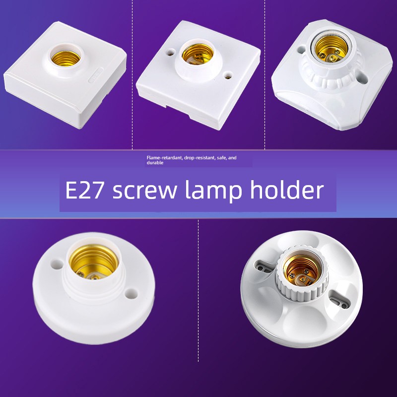 Neutral Lamp Holder E27 Screw round Base Socket Open-Mounted Concealed Spiral LED Bulb Energy Saving For Home Lamp Holder