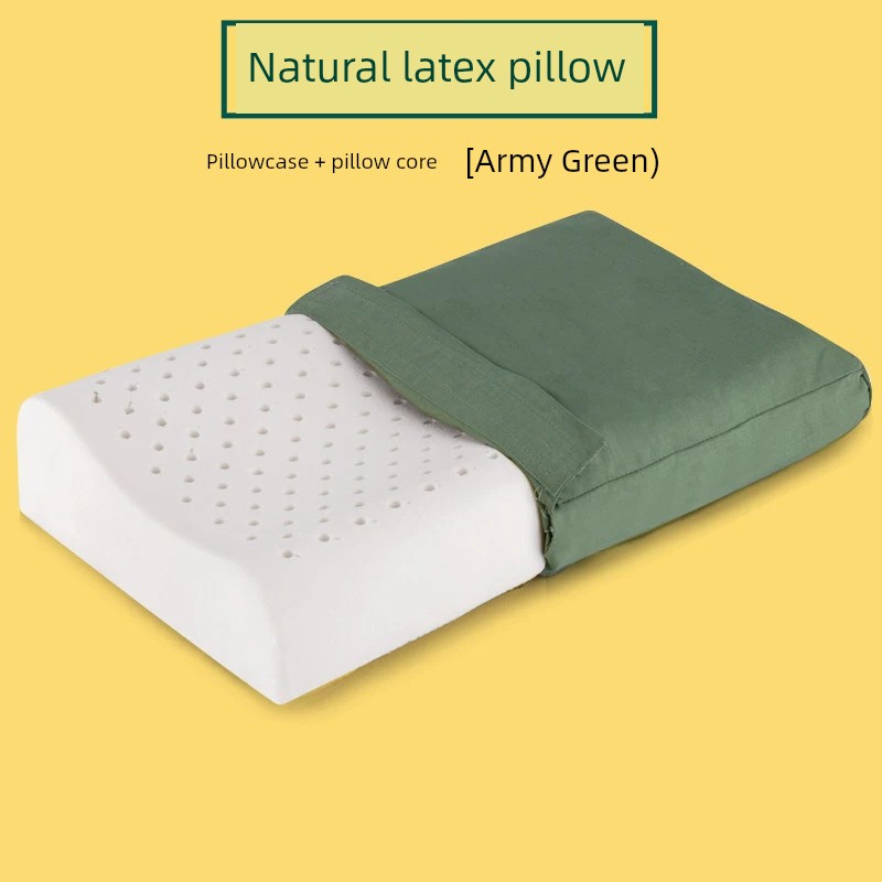 正品軍綠色制式枕頭宿捨牀護頸椎單人太空記憶棉硬質棉枕芯枕頭套