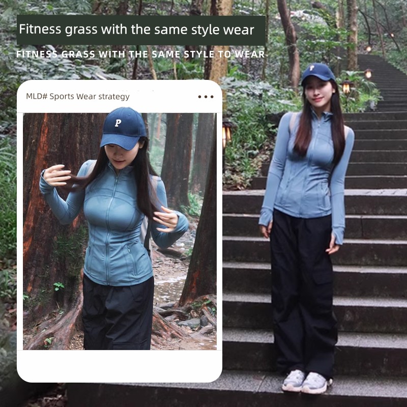 MLD Sports Outwear Women's Spring Stand Collar Zipper Slim Fit Slim Looking Long Sleeve Yoga Wear Running Training Workout Top