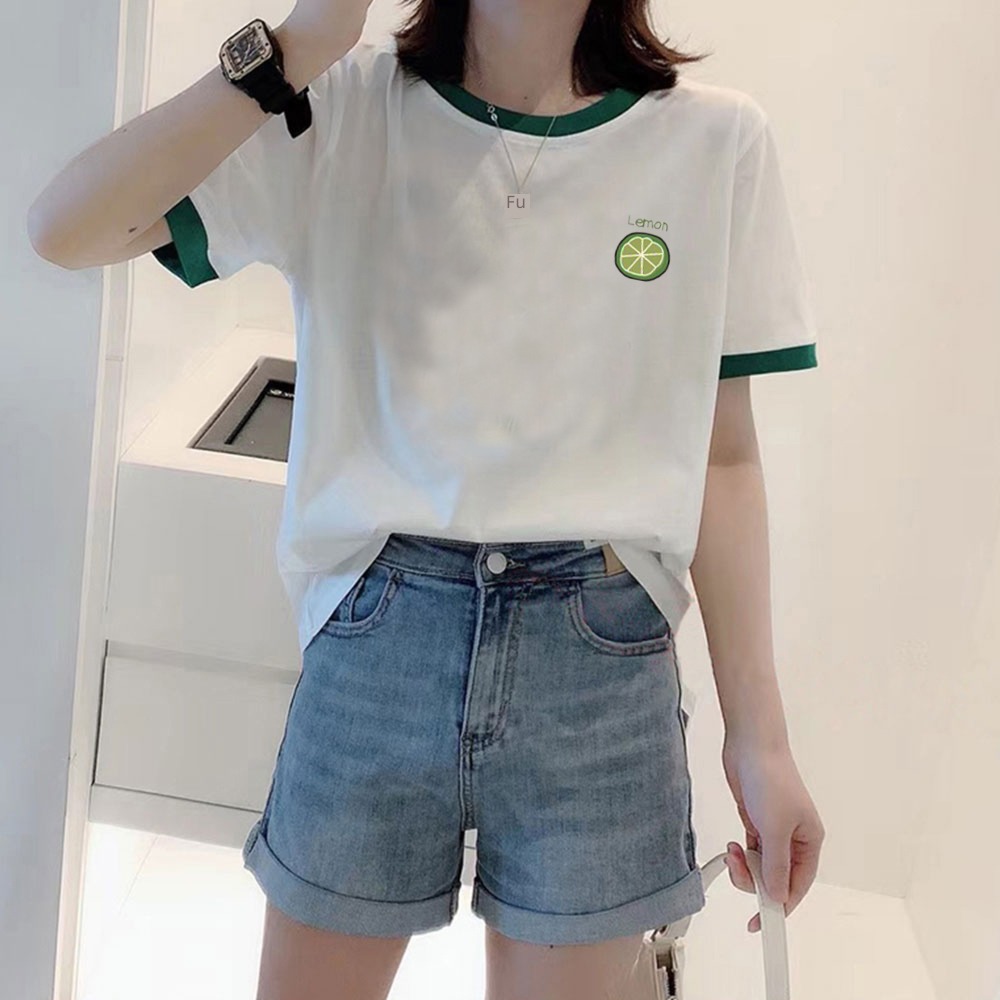 white female summer easy printing Sense of design Short sleeve T-shirt