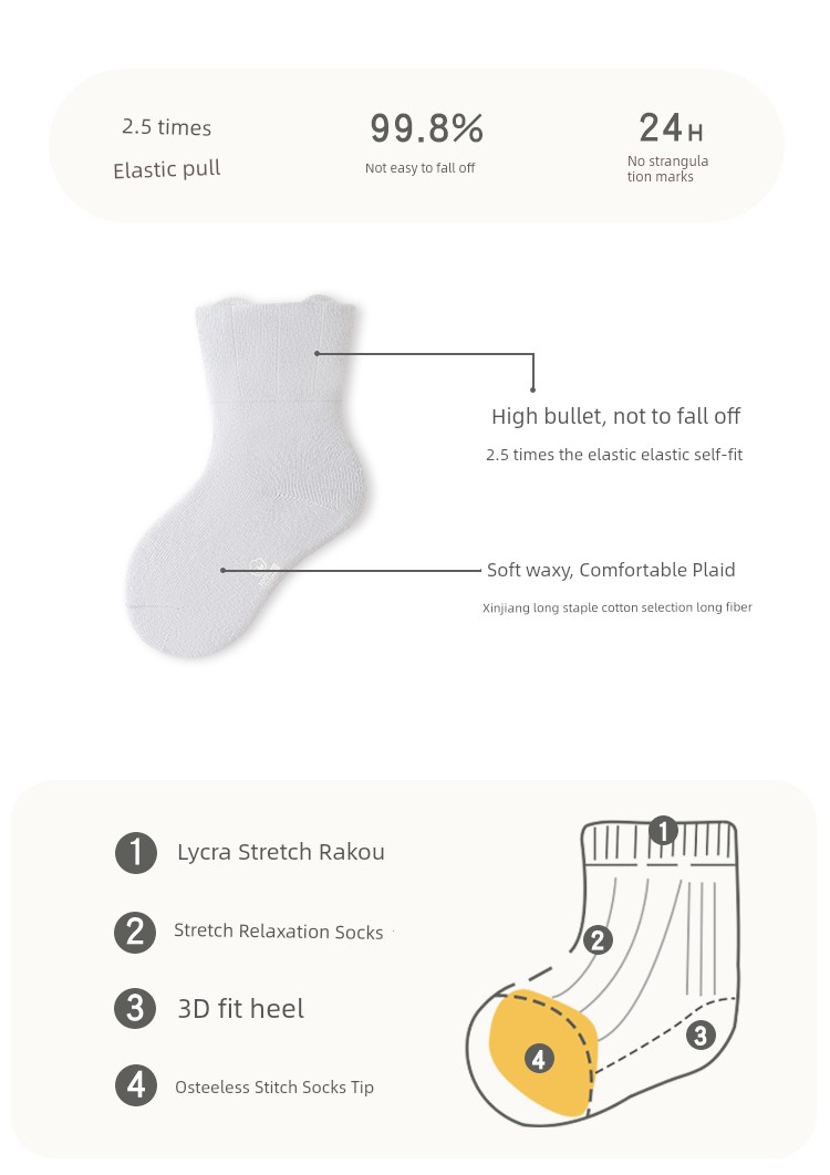 Jq Jingqi Baby Socks Spring and Autumn Newborn Seamless Mid-Tube Socks for Chubby Babies That Don'T Constrict the Legs Infant Socks Children's Cotton Socks — 2