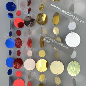 Wedding Wedding Props Silver Gold Champagne Red Sapphire Blue round and Square Diamond-Shaped Sequins String Curtain