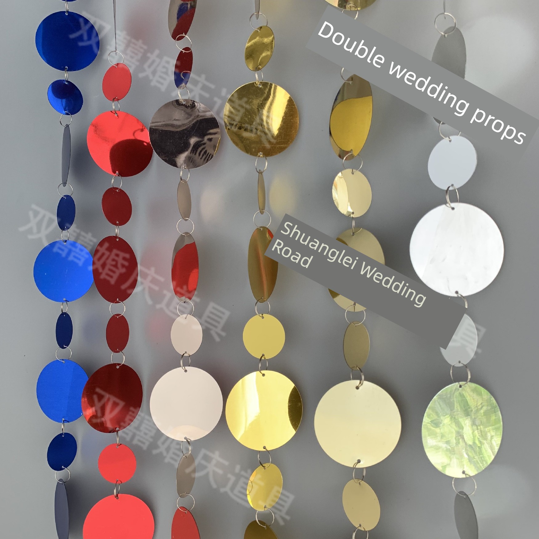 Wedding Wedding Props Silver Gold Champagne Red Sapphire Blue round and Square Diamond-Shaped Sequins String Curtain