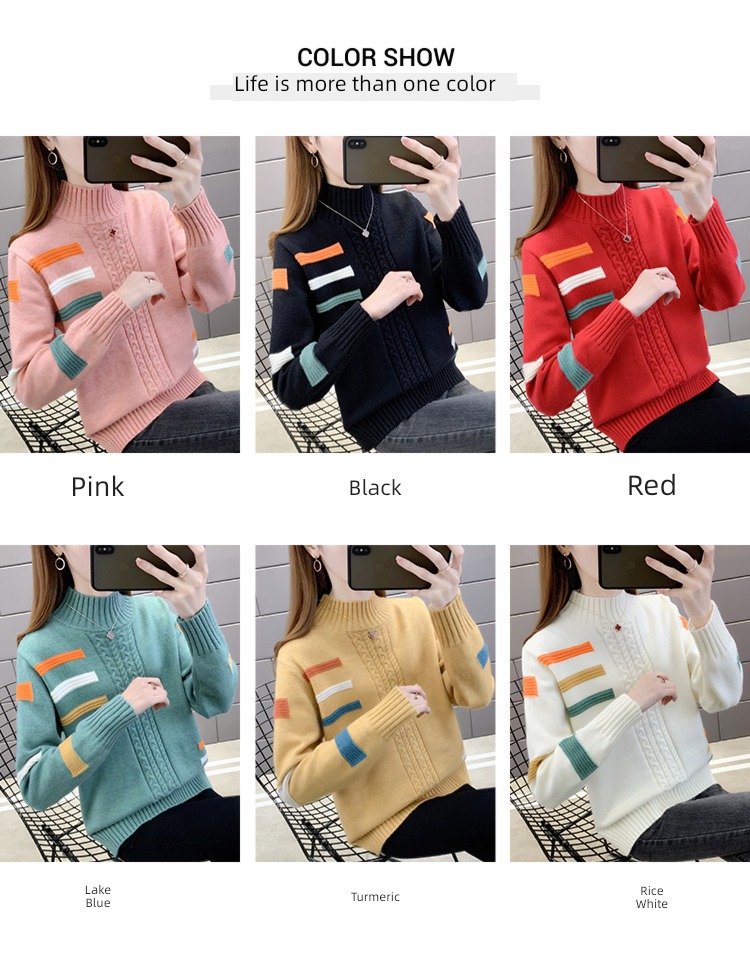 Plush thickening Half high collar sweater Hot money Undershirt
