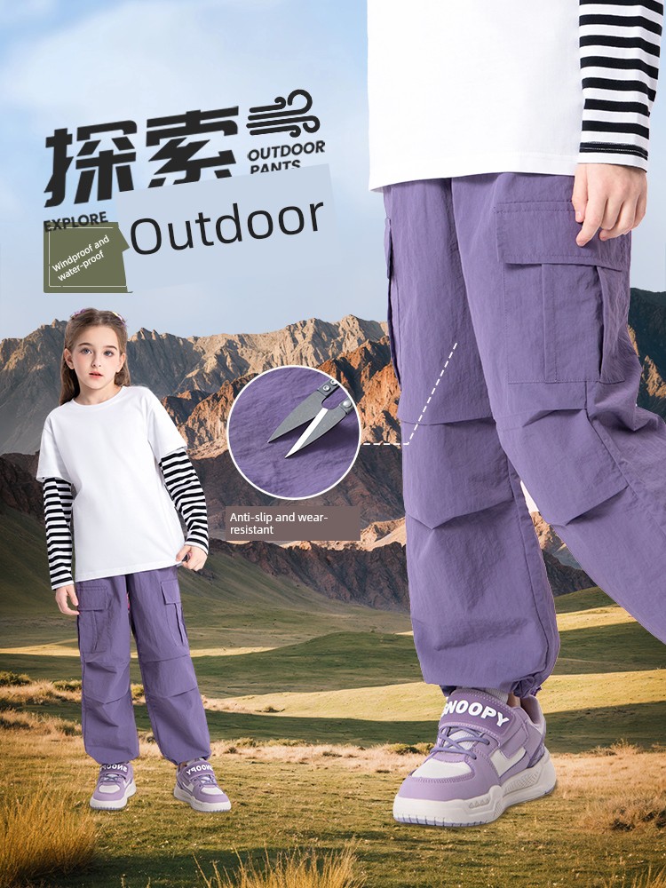 Sports Jeanswest Girls' Pants 2026 New Style Outdoor Workwear Pants Children's Long Pants Spring and Autumn Thin Style for Big Girls — 2