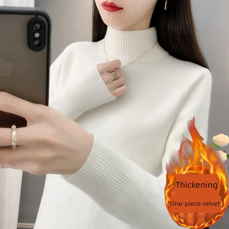 one Velvet Half high collar Autumn and winter Inner lap Self-cultivation sweater