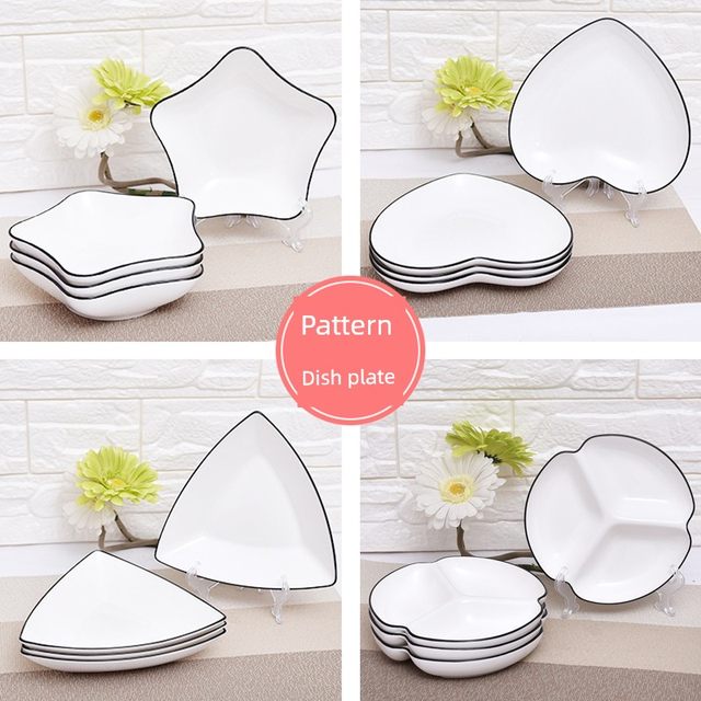6-pack of round plate ceramic dish creative household plate simple Japanese dish round plate breakfast plate set