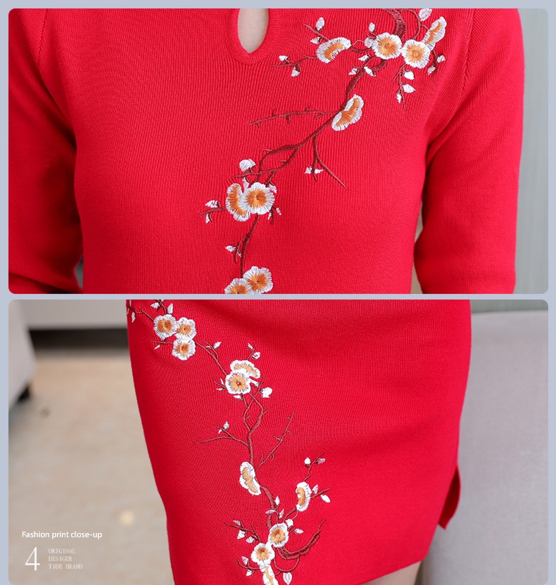 wedding Cheongsam collar ethnic style Condom Women sweater