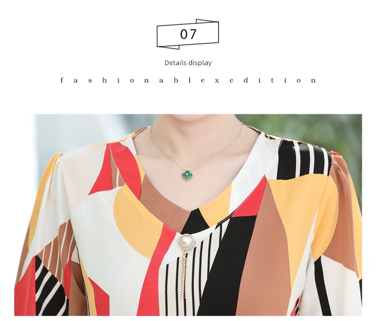 Chiffon T-shirt 2022 paragraph Foreign style Middle aged and elderly Women's wear