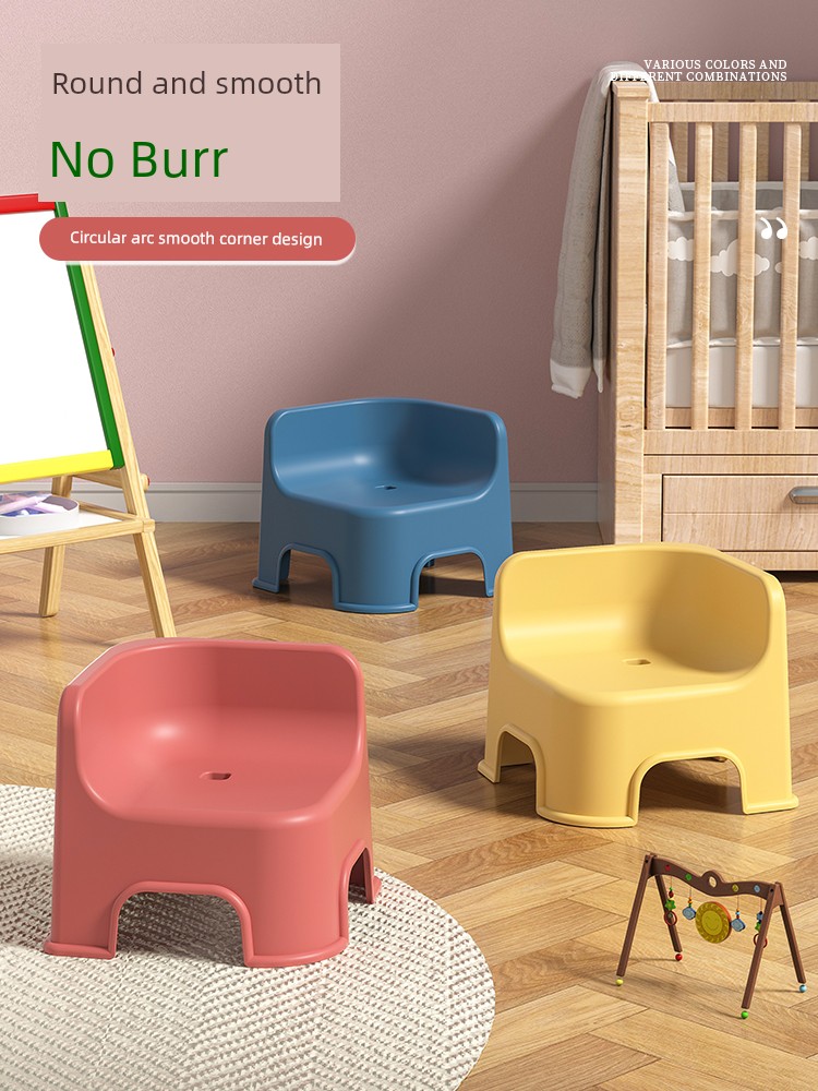 簡約現代兒童凳子 可疊放塑料矮凳 靠背換鞋凳 沙發凳
