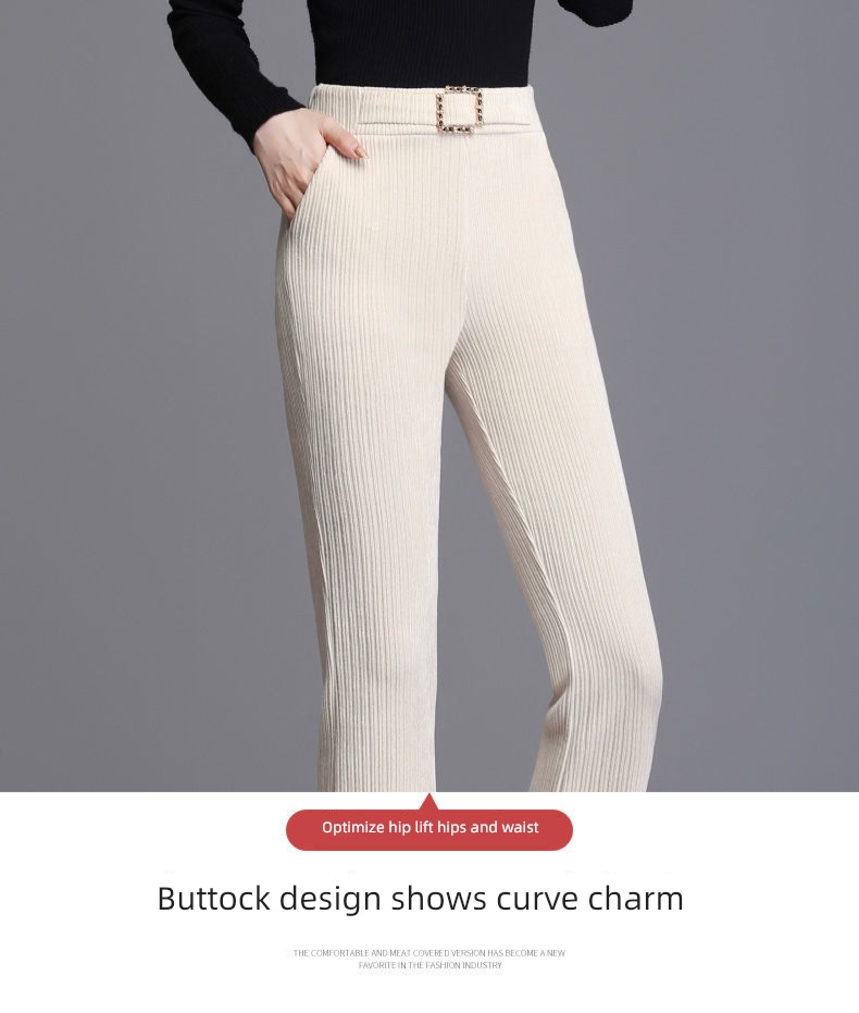 High waist Self-cultivation Show thin Sagging sensation Velvet leisure time Flared trousers