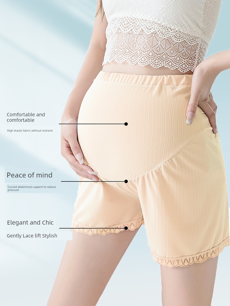 Jq Jingqi Maternity Safety Shorts Summer Thin Anti-Exposure Large Size Ice Silk Underwear Shorts for Pregnant Women Maternity Wear — 2