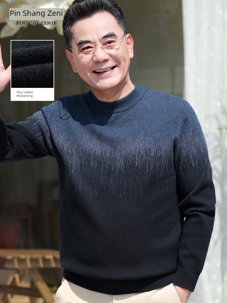 winter clothes Super nice keep warm Half high collar Middle aged and elderly sweater