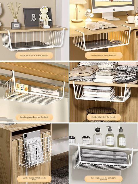 Under-table storage rack dormitory storage rack hanging basket hanging under desk hanging storage rack table top hanging rack artifact