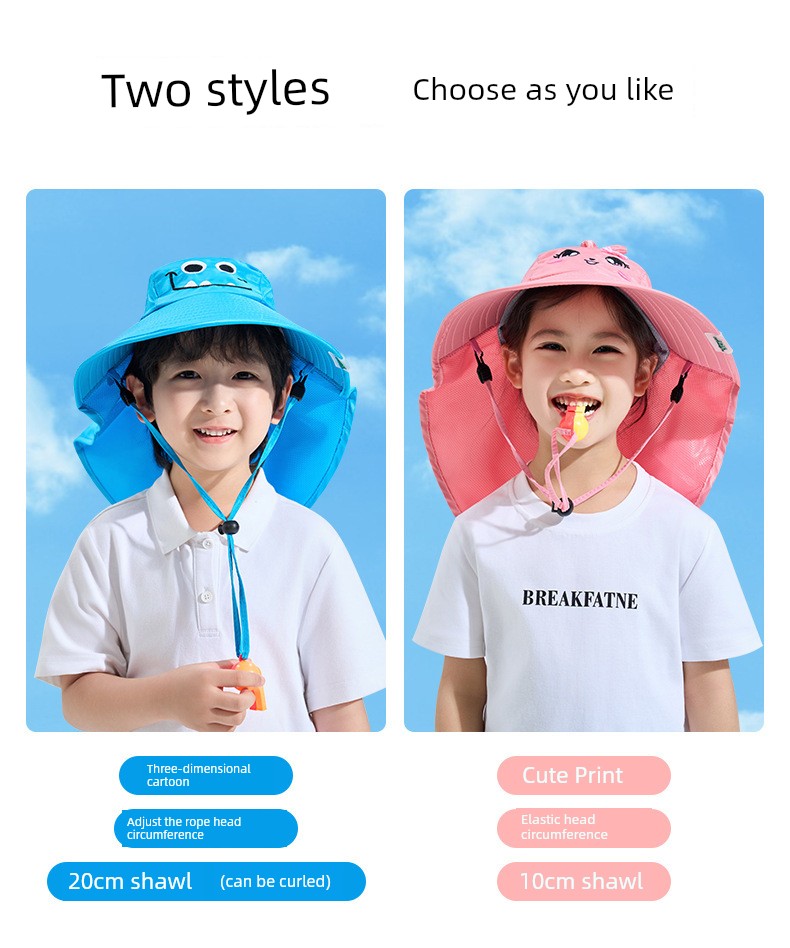 Children's Sun Protection Hat, Girls' Sun Hat, Boys' Sun Hat, Beach and Seaside Uv Protection Hat with Large Brim — 25