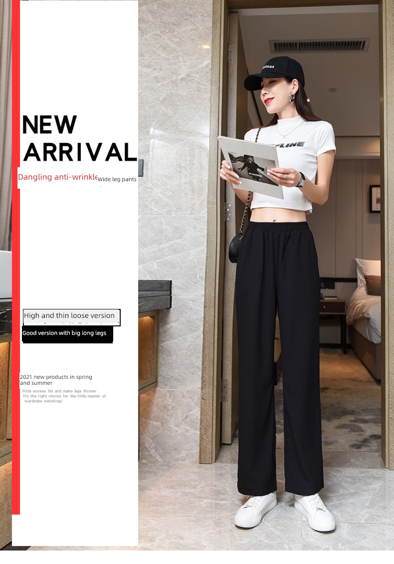 Chiffon easy Sagging sensation High waist Thin money leisure time Wide leg pants