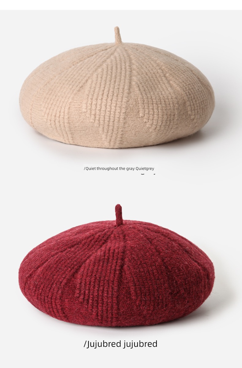 Wool knitting Autumn and winter female solar system customized beret