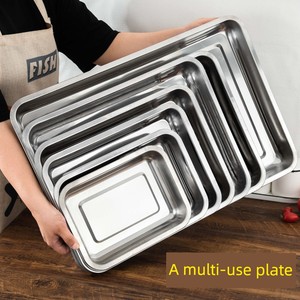 Rectangular 304 Stainless Steel Plate, Long Rectangular Grill Plate for Barbecue, Commercial and Household Use, Thickene