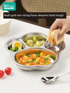 316L LUSN Girl Kids Compartment Dinner Plate Stainless Steel