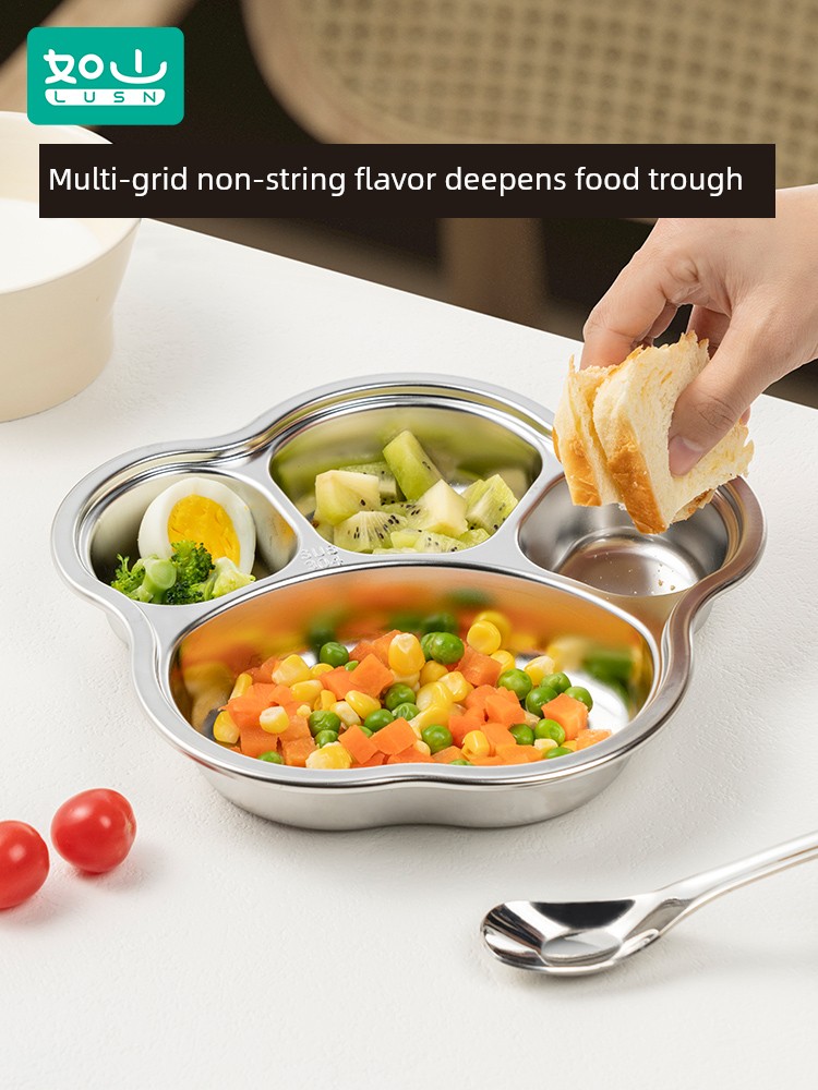 316L LUSN Girl Kids Compartment Dinner Plate Stainless Steel